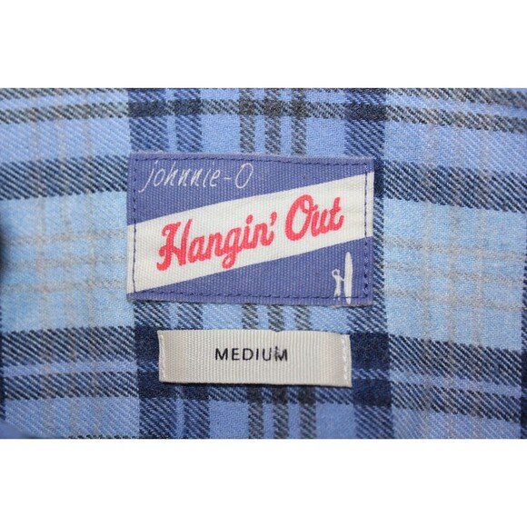 Johnnie-O Hangin Out Shirt Mens Large Blue Plaid Button Down Flannel Sz M - Picture 9 of 10